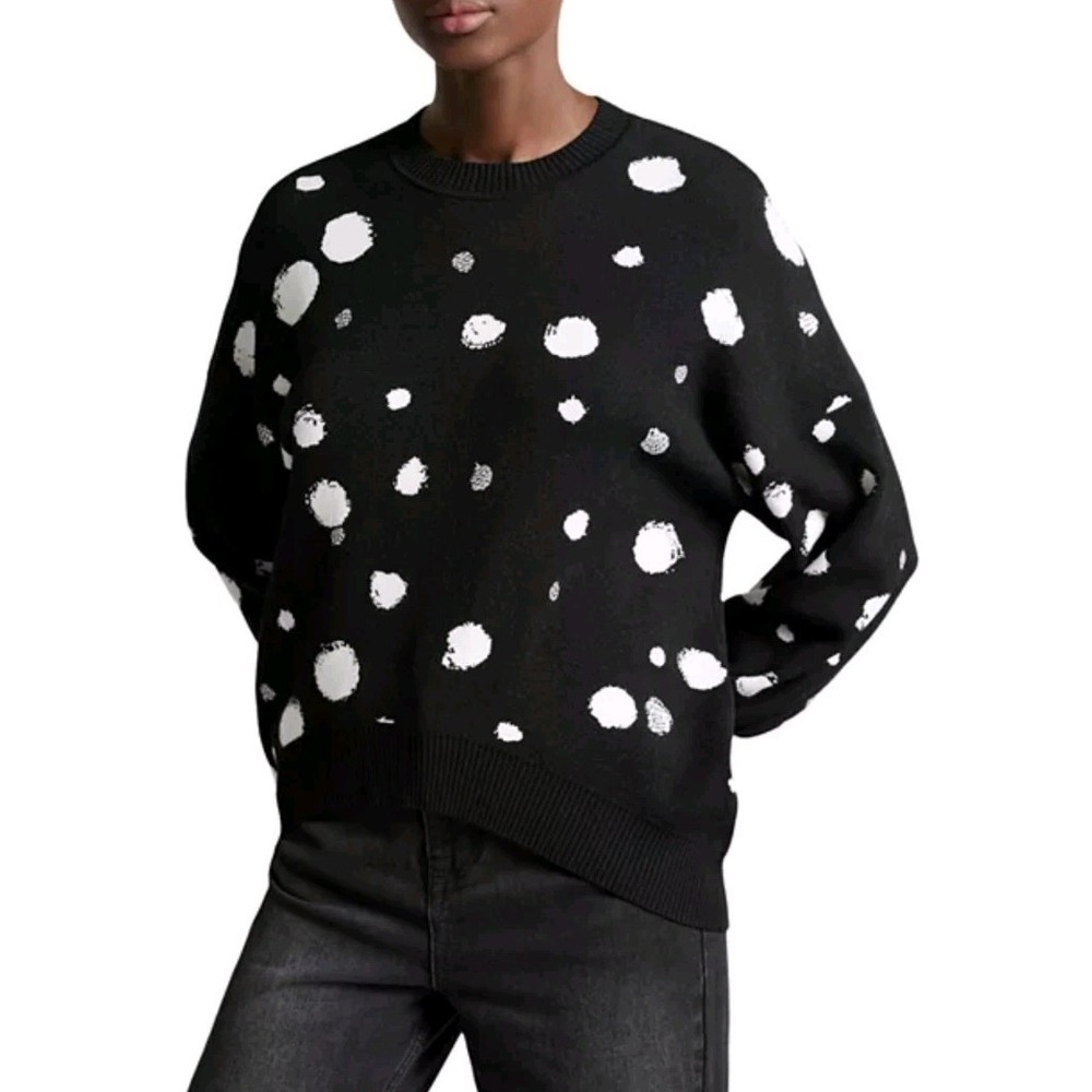 Ted Baker Ssaskia Knitted Jacquard Curved Hem Sweater Women's Size 5 (Sz XL)